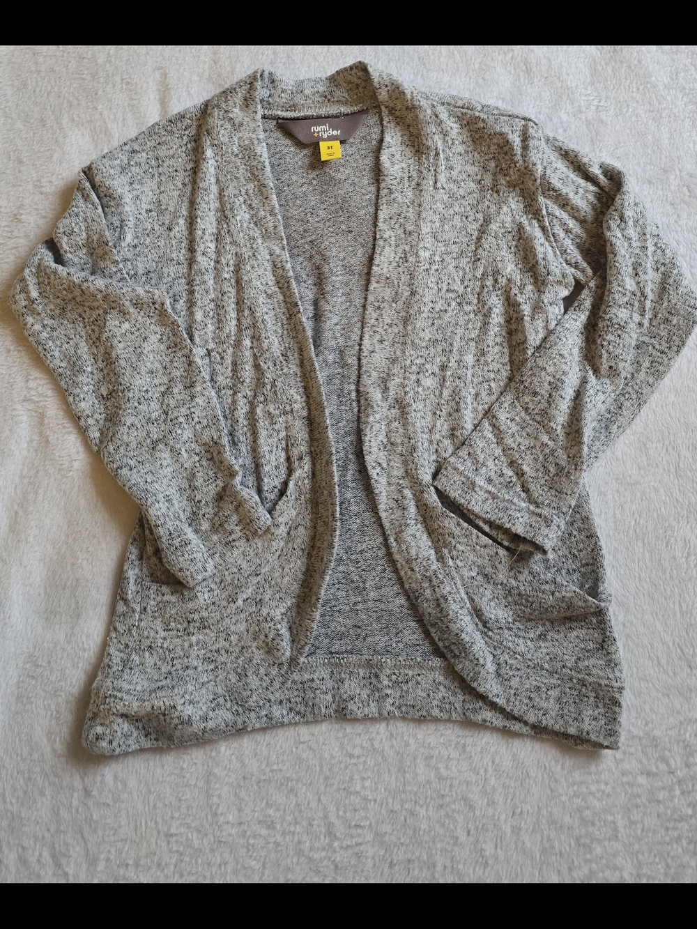 Rumi + Ryder Girls Heather Gray Open-Front Sweater Cardigan